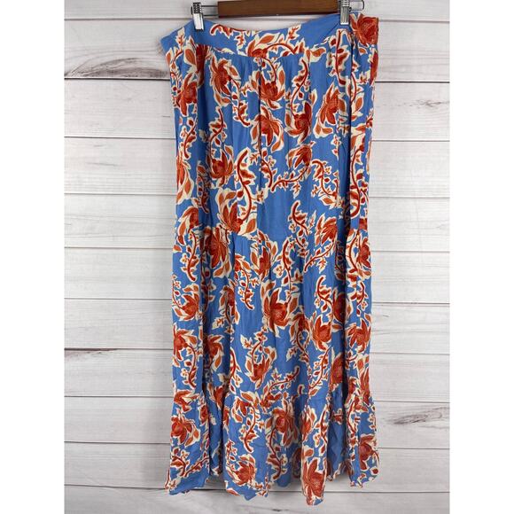 Jessica‎ Simpson Women's Bright Floral Viscose Skirt Blue Orange XL - Picture 1 of 5